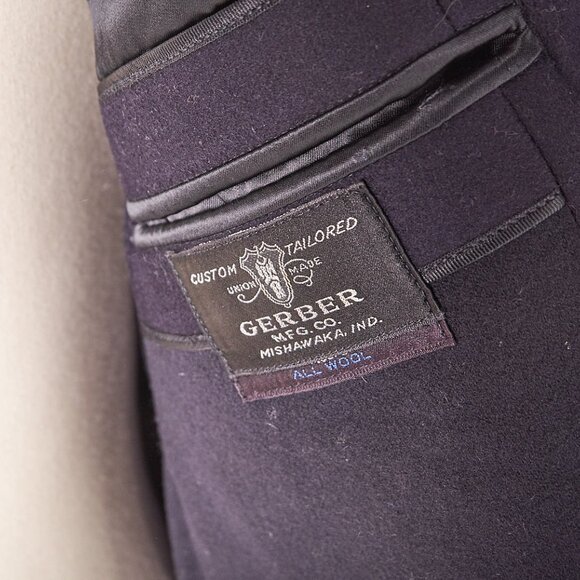 1960s Wool Uniform Pea Coat Gold Buttons and Blue Stripe Sleeve - Picture 13 of 13